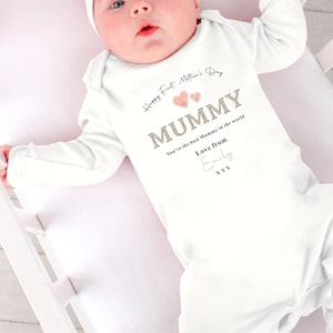 First Mother's Day Baby Bodysuit, Personalised Name 1st Mother's Day Sleepsuit, Custom Babygrow, New Mom Baby Shower Gifts- New Born Gifts