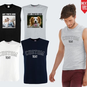 Personalisierte Text / Foto Herrenwesten, benutzerdefinierte Foto & Text gedruckte Tank Tops, Ihr eigener Text Gym Workout Westen, Valentinstag Geschenke für Freund