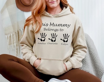 This Mummy Belongs To Hoodie – Personalized Mummy Hoodies with Kids Names, Custom Mother's Day Gifts, New Mom Hoodie, Mum Birthday Presents
