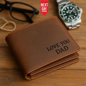 Regalo para el Día del Padre, Carteras Personalizadas con Grabado, Carteras con Fotos para Hombre, Cartera de Cuero para Padrinos de Boda, el Mejor Regalo para Papá, Regalos para Papás Primerizos
