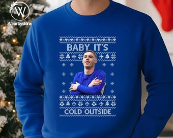 Cole Palmer Ugly Christmas Sweater, Baby Its Cold Outside Christmas Sweatshirt, Cold Palmer Celebration Printed Jumper, Blues Fans Xmas Gift