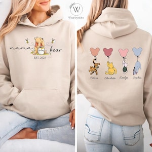 Mama Bear Hoodie, Custom Mothers Day Hoodies with Names on Back, Custom Momma Hoodie