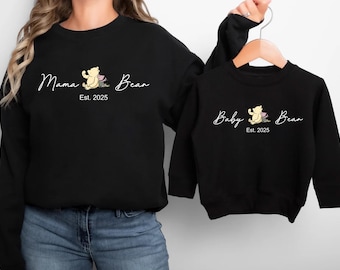 Personalized Mama and Mini Sweatshirts – Custom Mother and Child Matching Outfits, New Baby Gift, Cute Twinning Apparel, Mom and Me Sweaters