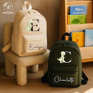 Personalised Dinosaur Backpack for Kids with Name, Custom T Rex School Bag for Toddler Boys Girls, Nursery Printed Backpack, Birthday Gifts