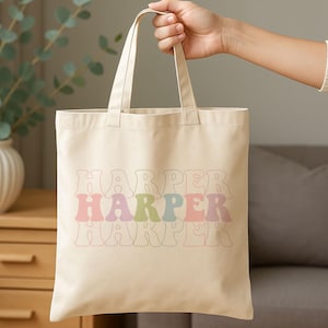 Custom Tote Bag with Kids Name, Personalised Back to School Toddler Purse, School Books Printed Bag For Kids, Teacher Gifts, Gift For Her