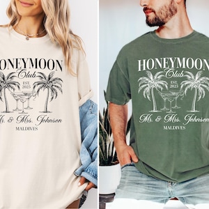 Couples Honeymoon Vacation Shirts, Hubby Wifey Shirts, Mr and Mrs Matching Tees, Just Married Printed Shirt, His & Hers Honeymoon Vibes Gift
