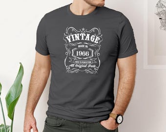 Camiseta de 60 cumpleaños para hombre, camiseta para papá de 1965, regalo divertido de 60 cumpleaños para papá, vintage, nacida en 1965, todas las piezas originales, regalos para el Día del Padre