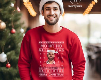 Mo Ho Ho Merry Christmas Sweater, Mo Salah Ugly Christmas Sweatshirts, Liverpool Salah Xmas Funny Printed Jumpers, Football Lover Xmas Gifts