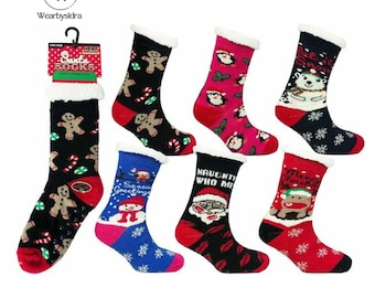 Winter Christmas Slipper Bed Socks, Christmas Warm Fluffy Cosy Socks, Christmas Themed Super Fluffy Unisex Socks, New Year & Christmas Gifts