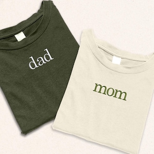 Embroidered Mama Dad Shirt Custom Est 2025 Tee, New Parents Gift, Matching Family Shirt, Baby Announcement Gifts, Father&#39;s Day Gifts for Him