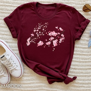 Cherry Blossom Shirt, Sakura Aesthetic Floral Tee, Japanese Flower Graphic T-Shirt, Spring Nature Lover Gift, Minimal Bloom Top Gift for Her