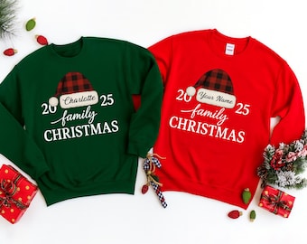 Personalised Family Christmas Sweatshirt, Custom Family Name Printed Crewneck, Matching Holiday Sweaters for Mom Dad Kids, Festive Gifts