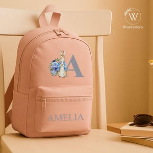 Nom d'enfant personnalisé et sac à dos initial, cadeau de rentrée des classes, sac lapin personnalisé, sac à dos d'école pour enfants, cadeau pour fille, cadeau pour elle
