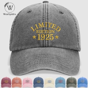 Embroidered Birthday Hats, Personalised Age Dad Cap, Limited Edition 50th 60th 70th Birthday Gifts, Custom Year Dad Hats, Dad Birthday Gifts