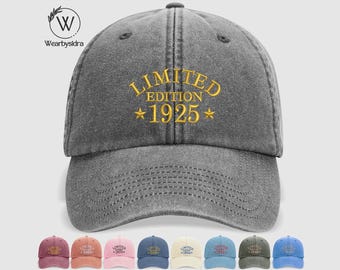 Embroidered Birthday Hats, Personalised Age Dad Cap, Limited Edition 50th 60th 70th Birthday Gifts, Custom Year Dad Hats, Dad Birthday Gifts