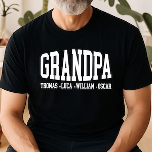 Custom Father&#39;s Day Gift for Grandpa, Personalised Grandpa Shirt with Kids Names, Papa, Custom Grandfather Printed T-Shirt from Grandkids