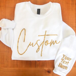 Sudadera personalizada con texto en relieve, sudadera personalizada con el nombre de mamá, abuela, Gigi o en la manga, regalo para mamá, sudadera para señora, regalo para él y para ella
