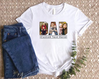 Personalized Dad Photo T Shirt, Father's Day Gift for Grandpa, Custom Text Dad Birthday Tees, Gift for Him, New Papa Gift, Father's Day Gift