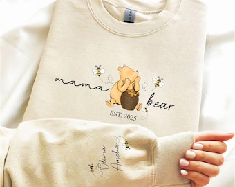 Personalised Mama Bear Sweatshirt. Custom Mum Sweatshirt with Children Names. Bear Mama Sweatshirt Gift for New Mum. Mama Bear Jumper