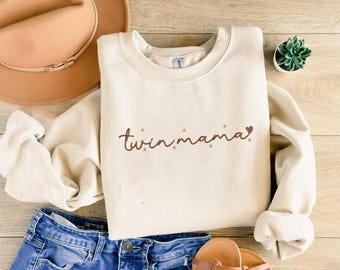 Haftowane bluzy dla mamy bliźniaków, sweter na prezent dla mamy bliźniaków, swetry na Dzień Matki dla niej, prezent dla mamy bliźniaków, prezenty z okazji ogłoszenia narodzin dziecka