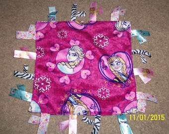 Homemade Minky Fleece "Disney Frozen" Sisters ribbon blanket