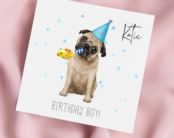 Pug Dog Greeting Card, Pug Card, Pug Birthday Card, Cute Pug Card, Special Birthday Card