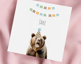 Bear Birthday Card, Bear Greeting Card, Brown Bear Card, Special Birthday, Personalised Card