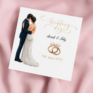 Carte de mariage avec les mariés et personnalisation facultative