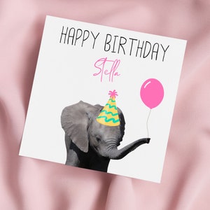 Carte d'anniversaire avec un bébé éléphant, carte de voeux éléphant, carte éléphant, anniversaire spécial, carte personnalisée