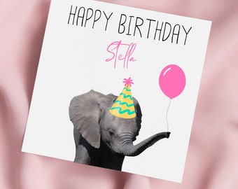 Birthday Card with Baby Elephant, Elephant Greeting Card, Elephant Card, Special Birthday, Personalised Card