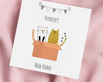 New Home Card, New House Card, Moving Home Card, Congratulations Card, Good Luck Card, New Pad Card, Cat Card