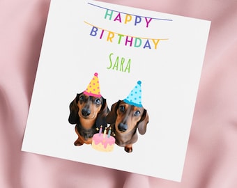 Birthday Card with Dachshunds, Sausage Dogs Greeting Card, Daxi Card, Special Birthday