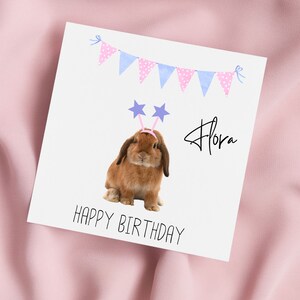 Carte d'anniversaire avec bandeau lapin et licorne, carte de voeux lapin, carte lapin, carte licorne, anniversaire spécial, carte personnalisée