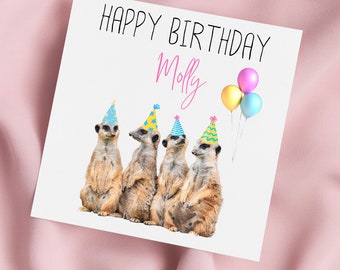 Birthday Card with Meerkats, Meerkat Greeting Card, Meerkat Card, Special Birthday, Personalised Card