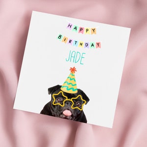 Carte de voeux carlin chien, carte carlin, carte d'anniversaire carlin, carte carlin mignon, anniversaire spécial, carte personnalisée