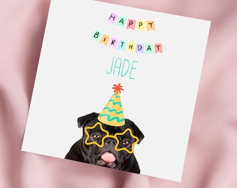 Pug Dog Greeting Card, Pug Card, Pug Birthday Card, Cute Pug Card, Special Birthday, Personalised Card