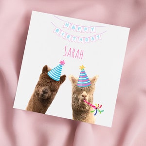 Carte d'anniversaire avec des alpagas, carte de voeux en alpaga, carte en alpaga, anniversaire spécial, carte personnalisée