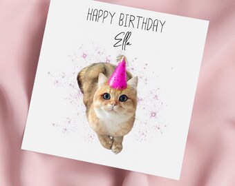 Cat Greeting Card, Cat Birthday Card, Cute Cat Card, Special Birthday, Personalised Card