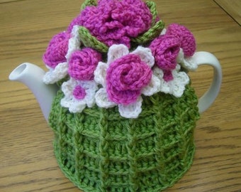 Pattern for Crochet Flower Basket Tea Cosy  (Instant Download)