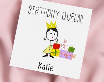 Birthday Queen Birthday Card, Happy Birthday Card, Birthday Card, Birthday Queen, Personalised Card