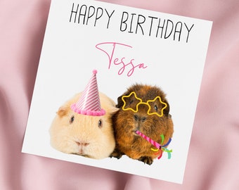 Guinea Pig Birthday Card, Guinea Pigs Card, Personalised Card, Funny Card