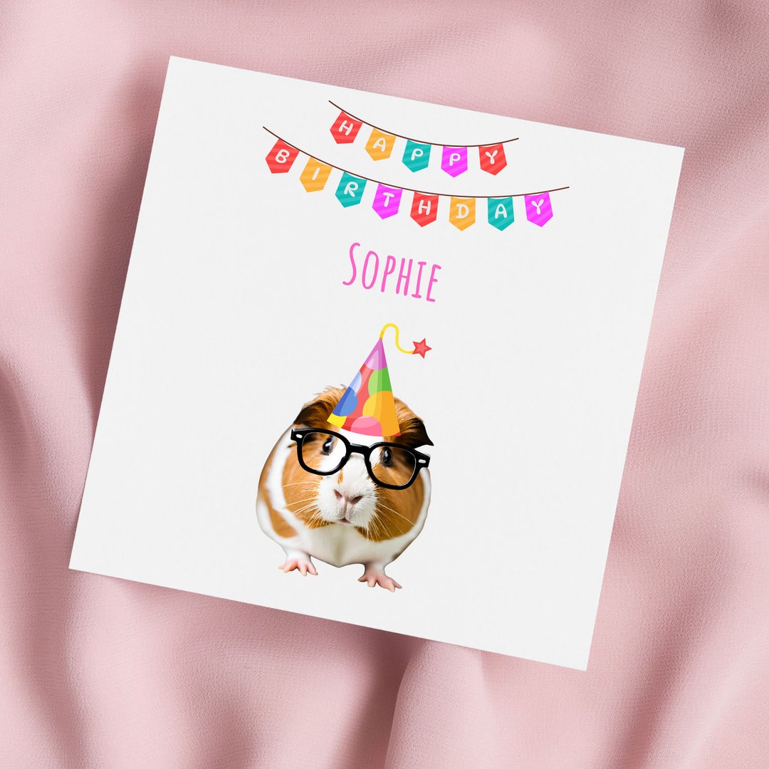 Birthday Card With Cute Guinea Pig, Guinea Pig Greeting Card, Guinea ...