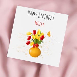 Birthday Card with Tulips, Tulips Greeting Card, Tulips Card, Special Birthday, Personalised Card