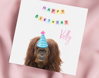 Birthday Card with Orangutan, Orangutan Greeting Card, Orangutan Card, Special Birthday, Personalised Card