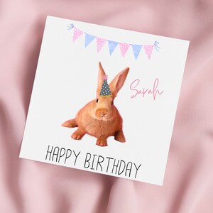 Birthday Card with Bunny Rabbit , Rabbit Greeting Card, Rabbit Card, Special Birthday, Personalised Card