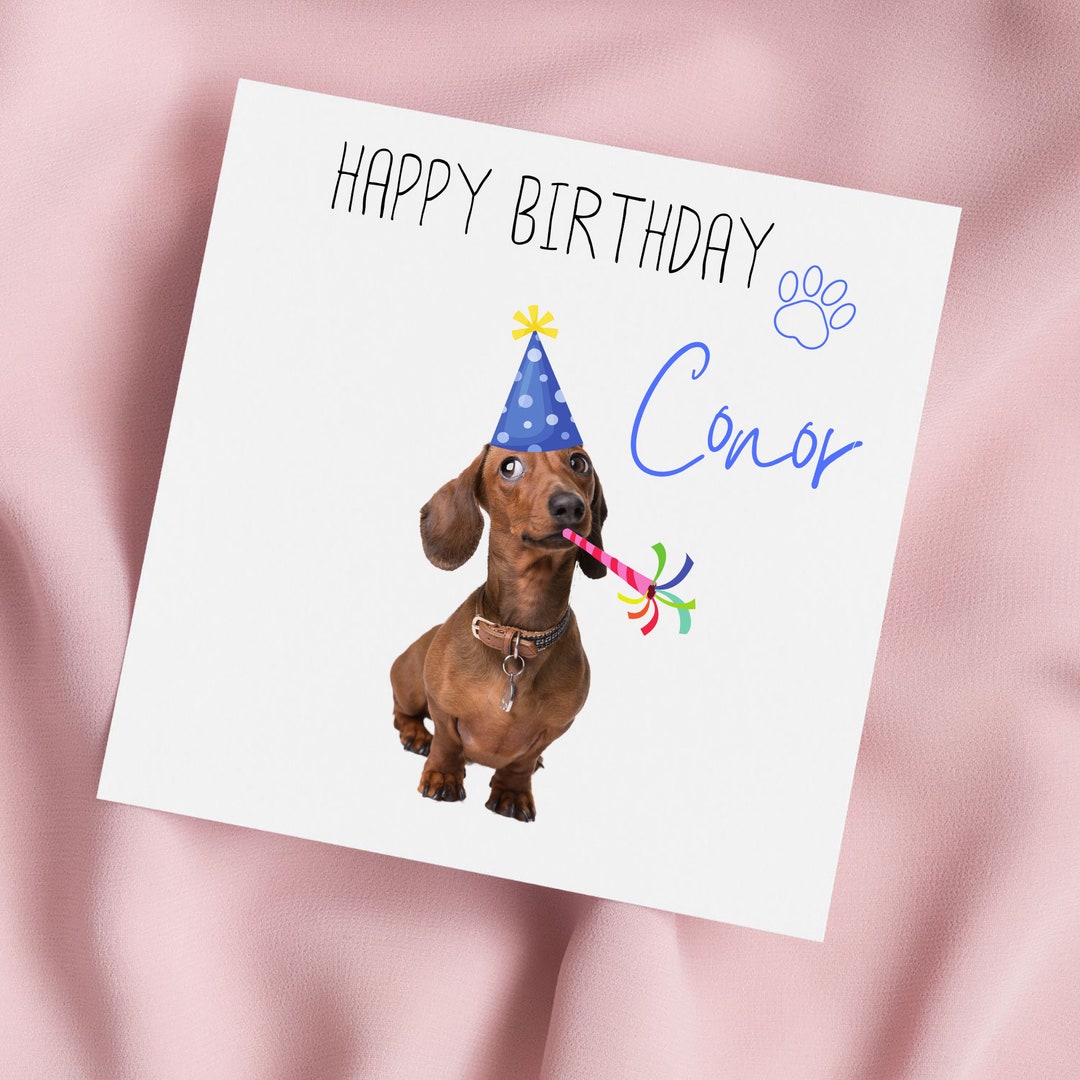 Dachshund Birthday Card: Sausage Dog in Party Hat - Etsy
