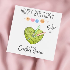 Crochet Birthday Card, Crochet Card, Crochet Queen Card, Birthday Card, Personalised Card, Crochet Queen