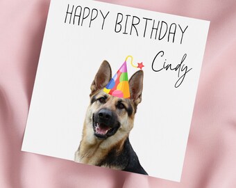 German Shepherd Dog Greeting Card, Alsatian Birthday Card, Cute Alsatian Card, Special Birthday, Personalised Card