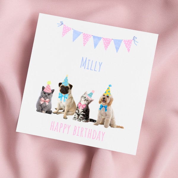 Dog & Cat Birthday Card, Dog Greeting Card, Dog Card, Cat Card, Special Birthday, Personalised Card