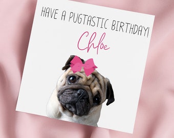 Pug Dog Greeting Card, Pug Birthday Card, Cute Pug Card, Special Birthday, Personalised Card